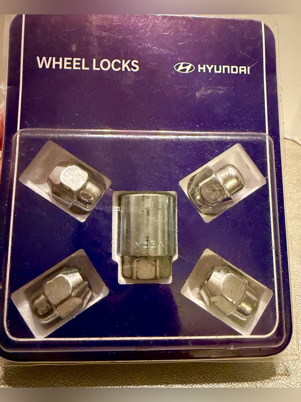 New  Hyundai Wheel Lock Set. Chrome Wheel Lock Set w/ Key Socket